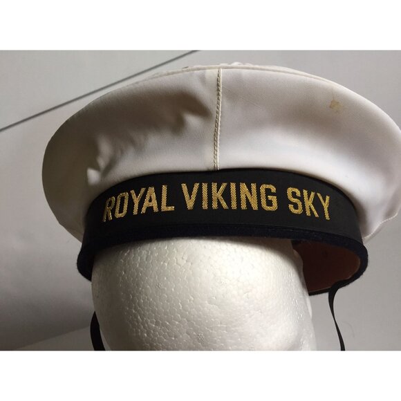 Vtg Hat Royal Viking Sky Cruise Ship Norwegian Sailor Hat With Chin Strap Norway main image 4